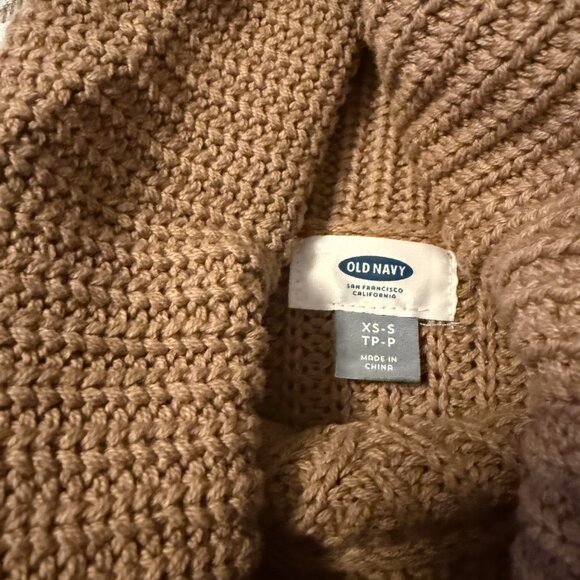 Old Navy Camel Tan Brown Poncho Sweater Size XS-S Pullover Cowlneck EUC - Picture 7 of 8